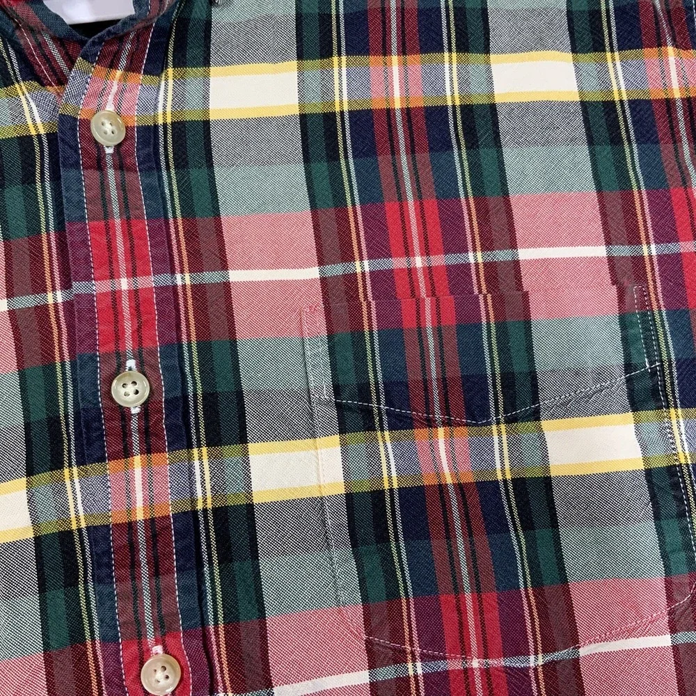 J Crew Oxford Shirt Mens Sz L Button‎ Up Long Sleeve Plaid Collared